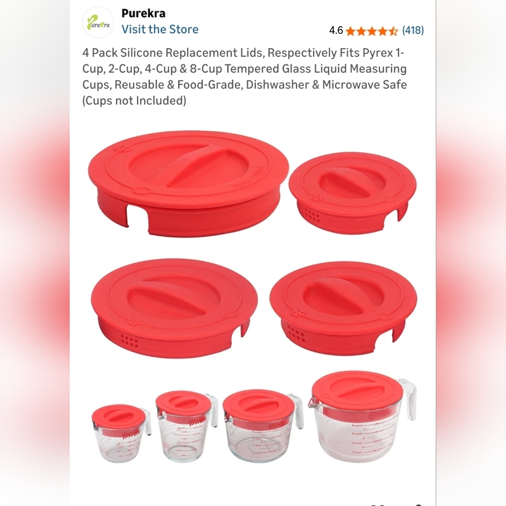 Red Silicone Lids for Pyrex Measuring Cups